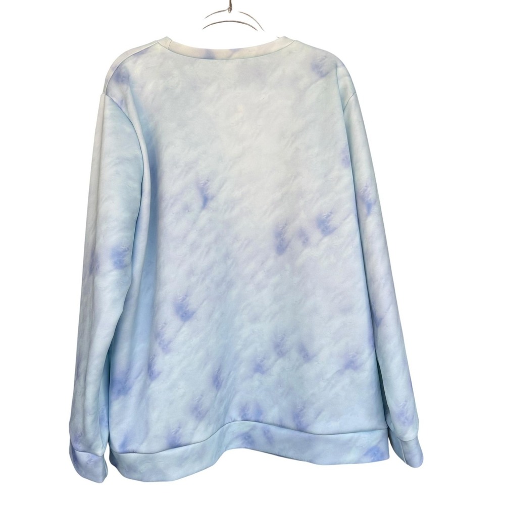 Cute Kitten Graphic Sweatshirt Womens 4XL Blue Cloud Print Pullover Top Cat - Picture 2 of 7